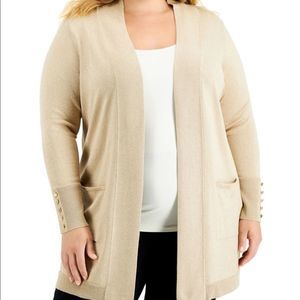 JM collection Gold Plus Size Button-Sleeve Cardigan